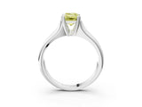 White gold Fancy Yellow Emerald  Solitaire Diamond Ring with Six-Prong Cathedral Setting_35