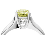 White gold Fancy Yellow Emerald  Solitaire Diamond Ring with Six-Prong Cathedral Setting_36