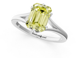 White gold Fancy Yellow Emerald  Solitaire Diamond Ring with Six-Prong Setting and Tapered Band_30