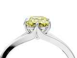 White gold Fancy Yellow Emerald  Solitaire Diamond Ring with Six-Prong Setting and Tapered Band_33