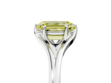 White gold Fancy Yellow Emerald  Solitaire Diamond Ring with Six-Prong Setting and Tapered Band_34