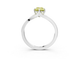 White gold Fancy Yellow Emerald  Solitaire Diamond Ring with Six-Prong Setting and Tapered Band_37