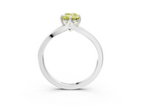 White gold Fancy Yellow Emerald  Solitaire Diamond Ring with Six-Prong Setting and Tapered Band_54