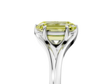 White gold Fancy Yellow Emerald  Solitaire Diamond Ring with Six-Prong Setting and Tapered Band_56