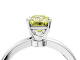 White gold Fancy Yellow Emerald  Solitaire Diamond Ring with Six-Prong Setting on a Classic Band_7