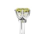 White gold Fancy Yellow Emerald  Solitaire Diamond Ring with Six-Prong Setting on a Classic Band_8