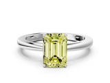 White gold Fancy Yellow Emerald  Solitaire Diamond Ring with Split Shank and Four-Prong Setting_20