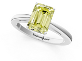 White gold Fancy Yellow Emerald  Solitaire Diamond Ring with Split Shank and Four-Prong Setting_21