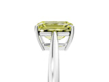 White gold Fancy Yellow Emerald  Solitaire Diamond Ring with Split Shank and Four-Prong Setting_29