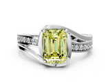 White gold Fancy Yellow Emerald  Solitaire Diamond Ring with Split Shank and Prong Setting_39
