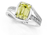 White gold Fancy Yellow Emerald  Solitaire Diamond Ring with Split Shank and Prong Setting_42