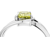White gold Fancy Yellow Emerald  Solitaire Diamond Ring with Split Shank and Prong Setting_45