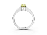 White gold Fancy Yellow Emerald  Solitaire Diamond Ring with Tapered Band and Four-Prong Setting_52