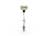 White gold Fancy Yellow Emerald  Solitaire Diamond Ring with Thin Band and Four-Prong Setting_5