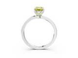 White gold Fancy Yellow Emerald  Solitaire Diamond Ring with Thin Band and Four-Prong Setting_6
