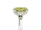 White gold Fancy Yellow Emerald  Solitaire Diamond Ring with Thin Band and Four-Prong Setting_8