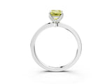 White gold Fancy Yellow Emerald  Solitaire Diamond Ring with Thin Band and Four-Prong Setting_99