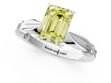 White gold Fancy Yellow Emerald  Solitaire Diamond Twisted Band with Four-Prong Setting_60
