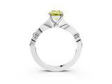 White gold Fancy Yellow Emerald  Solitaire Diamond Twisted Band with Four-Prong Setting_62