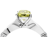 White gold Fancy Yellow Emerald  Solitaire Diamond Twisted Band with Four-Prong Setting_63
