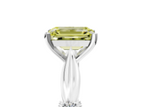 White gold Fancy Yellow Emerald  Solitaire Diamond Twisted Band with Four-Prong Setting_64