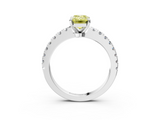 White gold Fancy Yellow Emerald  Solitaire Diamond with Pavé Band and Four-Prong Setting_53