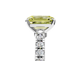 White gold Fancy Yellow Emerald  Solitaire Diamond with Pavé Band and Four-Prong Setting_55