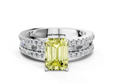 White gold Fancy Yellow Emerald  Solitaire Diamond with Pave and Channel Set Band_76