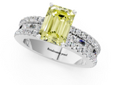 White gold Fancy Yellow Emerald  Solitaire Diamond with Pave and Channel Set Band_77