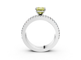 White gold Fancy Yellow Emerald  Solitaire Diamond with Pave and Channel Set Band_79