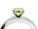 White gold Fancy Yellow Emerald  Solitaire Diamond with Pave and Channel Set Band_80