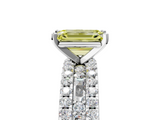 White gold Fancy Yellow Emerald  Solitaire Diamond with Pave and Channel Set Band_81