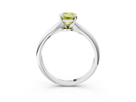 White gold Fancy Yellow Emerald  Solitaire Engagement Ring with Classic Band and Four-Prong Setting_156