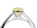 White gold Fancy Yellow Emerald  Solitaire Engagement Ring with Four-Prong Setting and Classic Band 4