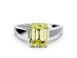 White gold Fancy Yellow Emerald  Solitaire Engagement Ring with Four-Prong Setting and Tapered Band_3