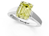 White gold Fancy Yellow Emerald  Solitaire Engagement Ring with Four-Prong Setting and Tapered Band_4