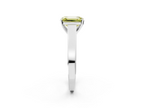 White gold Fancy Yellow Emerald  Solitaire Engagement Ring with Four-Prong Setting and Tapered Band_5