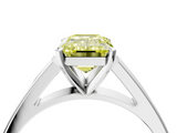 White gold Fancy Yellow Emerald  Solitaire Engagement Ring with Four-Prong Setting and Tapered Band_7