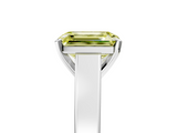 White gold Fancy Yellow Emerald  Solitaire Engagement Ring with Four-Prong Setting and Tapered Band_8