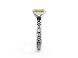 White gold Fancy Yellow Emerald  Solitaire Engagement Ring with Scrollwork Band and Four-Prong Setting_114
