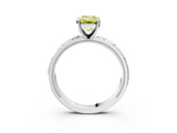 White gold Fancy Yellow Emerald  Solitaire Engagement Ring with Scrollwork Band and Four-Prong Setting_115
