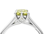 White gold Fancy Yellow Emerald  Solitaire Engagement Ring with Six-Prong Setting and Classic Band 4