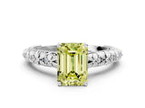 White gold Fancy Yellow Emerald  Solitaire Floral Milgrain Engagement Ring_31