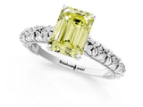 White gold Fancy Yellow Emerald  Solitaire Floral Milgrain Engagement Ring_32