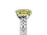 White gold Fancy Yellow Emerald  Solitaire Floral Milgrain Engagement Ring_36
