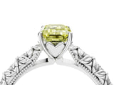 White gold Fancy Yellow Emerald  Solitaire Floral Milgrain Engagement Ring_36