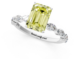 White gold Fancy Yellow Emerald  Solitaire Marquise Side Stone Prong Setting Ring_45