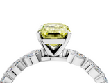 White gold Fancy Yellow Emerald  Solitaire Marquise Side Stone Prong Setting Ring_48