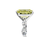White gold Fancy Yellow Emerald  Solitaire Marquise Side Stone Prong Setting Ring_49