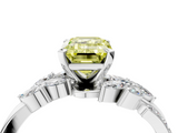 White gold Fancy Yellow Emerald  Solitaire Marquise Twist Band with Six-Prong Setting_85